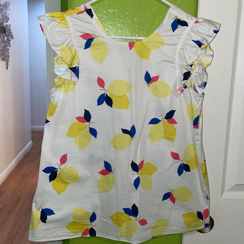Kate Spade Lemon Zest Ruffle Sleeveless Blouse/Top